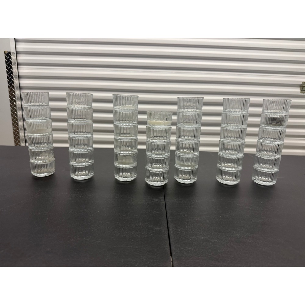 IKEA PARLBAND Ribbed Clear Glass Tea Light Holders Set of 40
